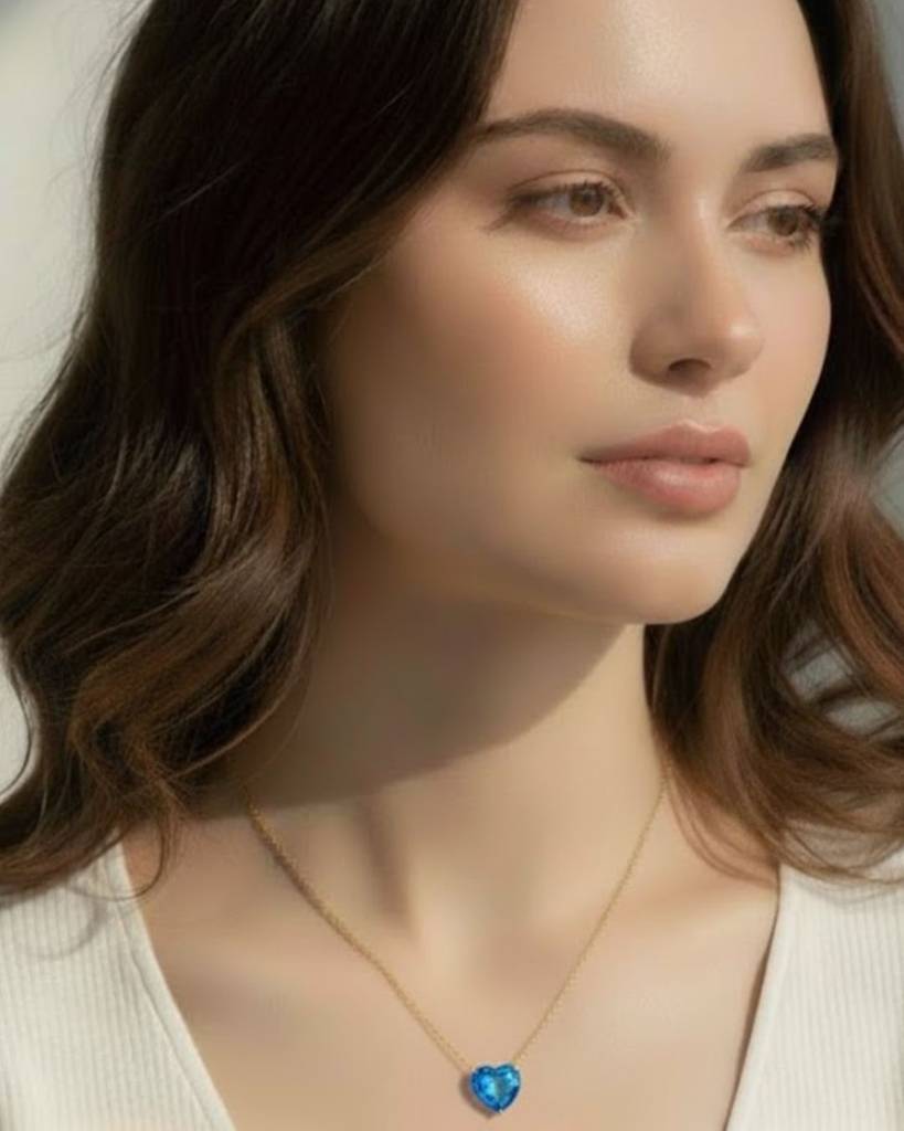 Birthstone Heart Necklace For Women | Premium Zircon Pendant Necklace : CJLX225410112LO