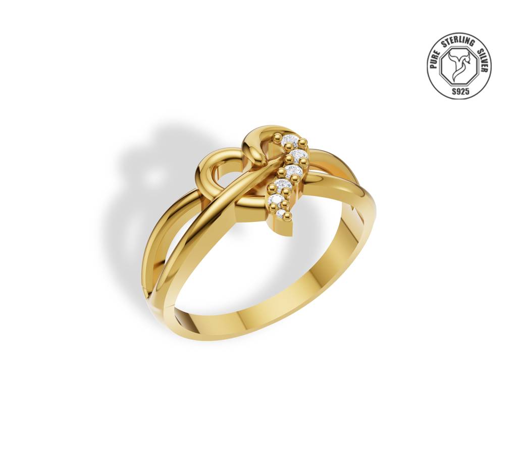 Heart Shaped Gold Plated Silver Ring For Her : TRLRIMP0012