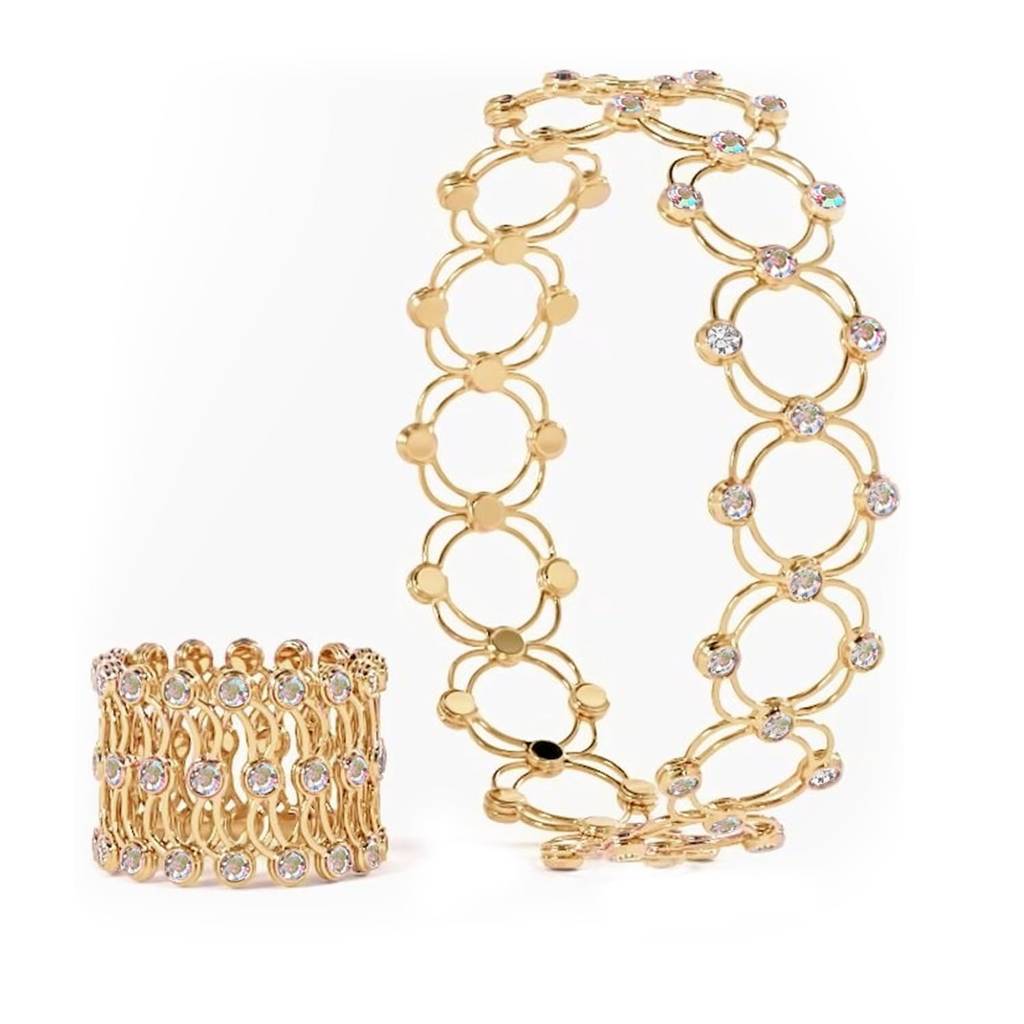 Cubic Zirconia Studded Fancy Bracelet Come Ring Jewellery For Women & Girls : PX8B106G