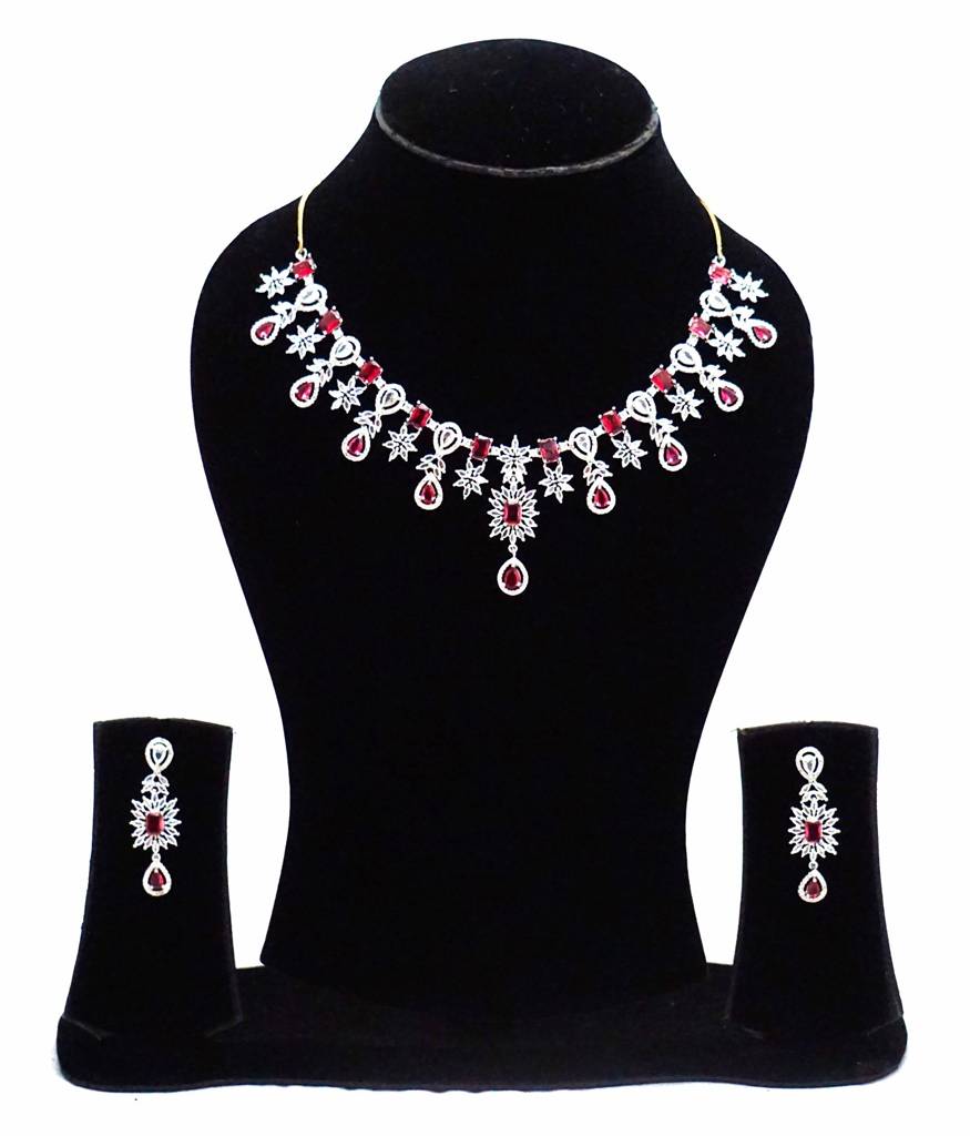 Alankar Ruby Diamond Necklace Set : DRJ116817H