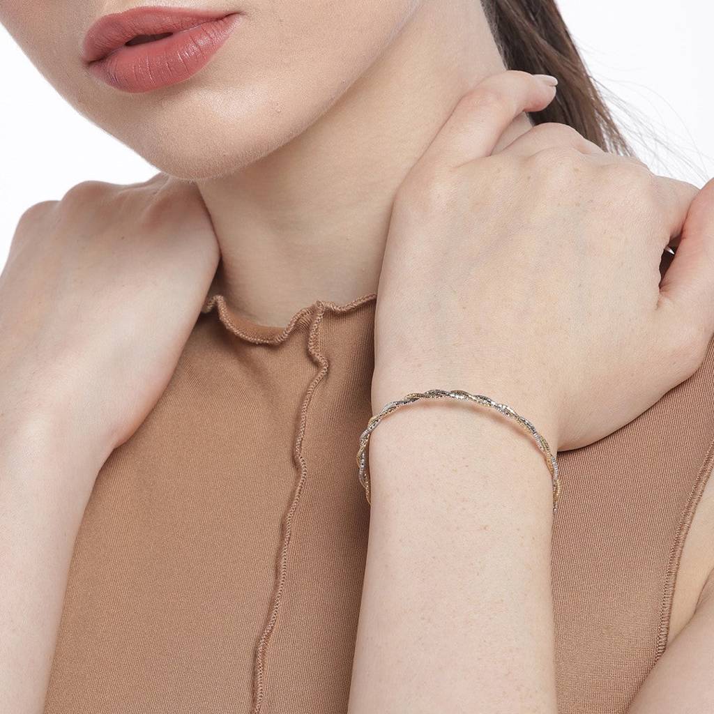 Radiant Harmony Dual Tone 925 Sterling Silver Bracelet : BR-80051