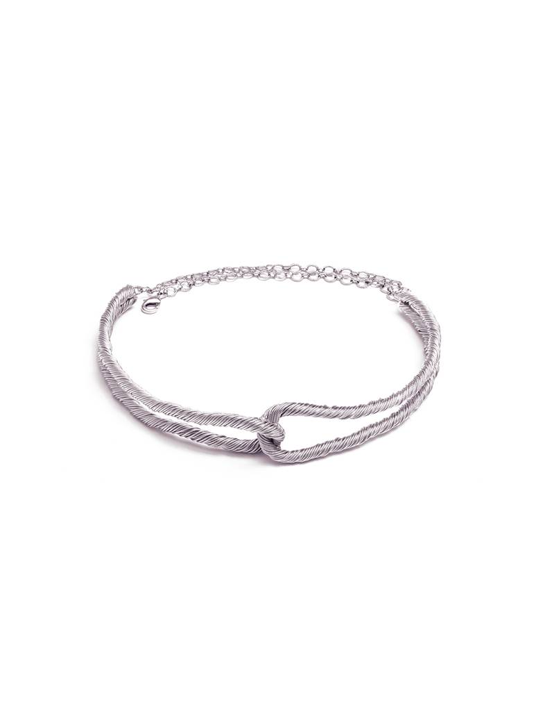 Silver Threaded Interlocked Choker : Z08EA