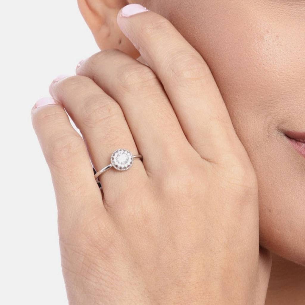 Solitaire Cz Studded 925 Sterling Silver Ring (Adjustable) : RNG-40071