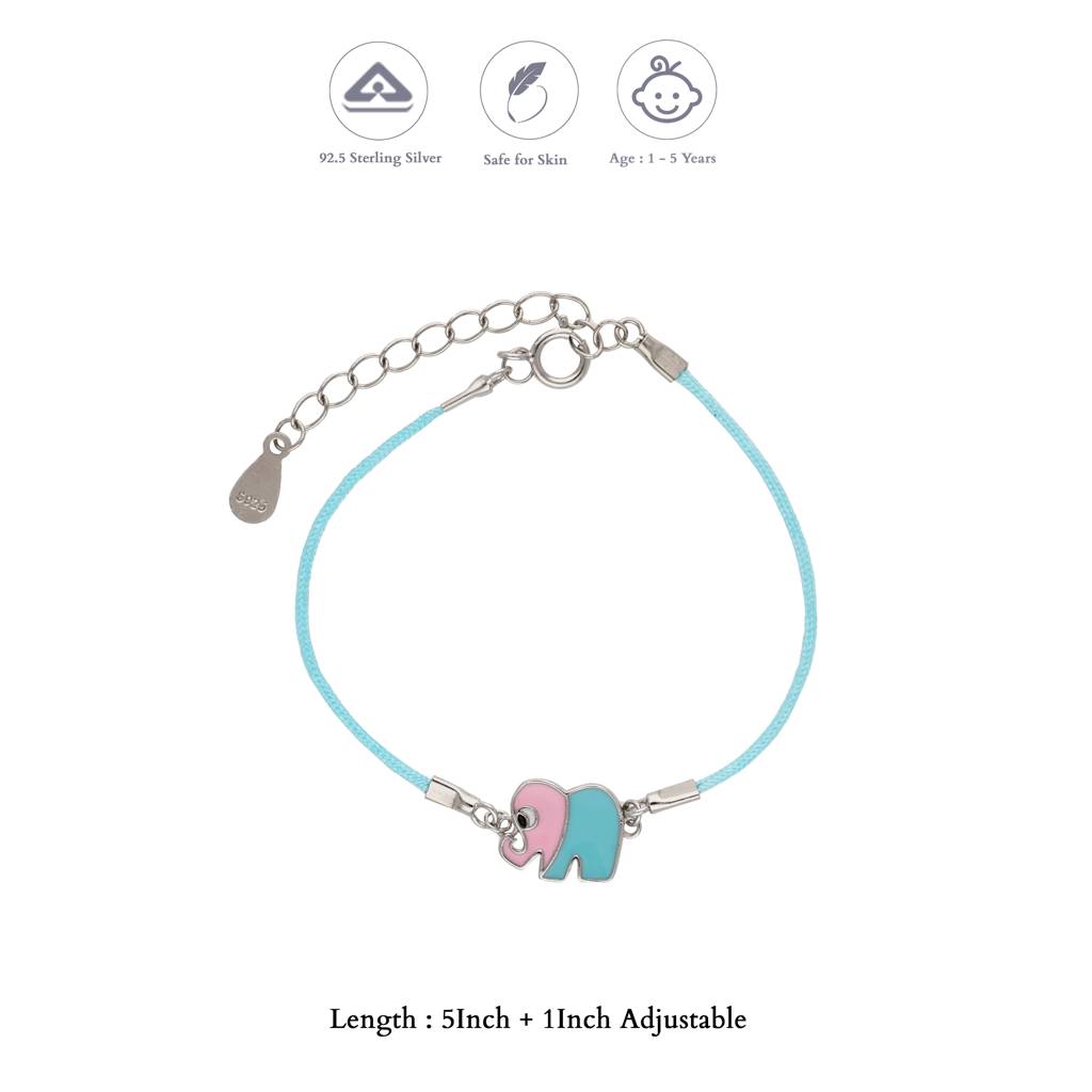 Chubby Elephant 925 Thread Silver Bracelet(1-5Yrs) : KBT-7
