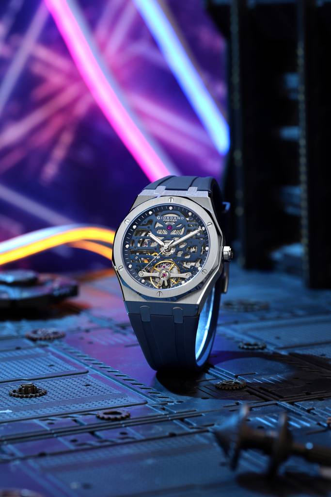 Premier Phantom Collection Automatic Watch For Men With Skeleton Round Dial, Luminous Hands And Markers, Silicon : GZ-50224-03