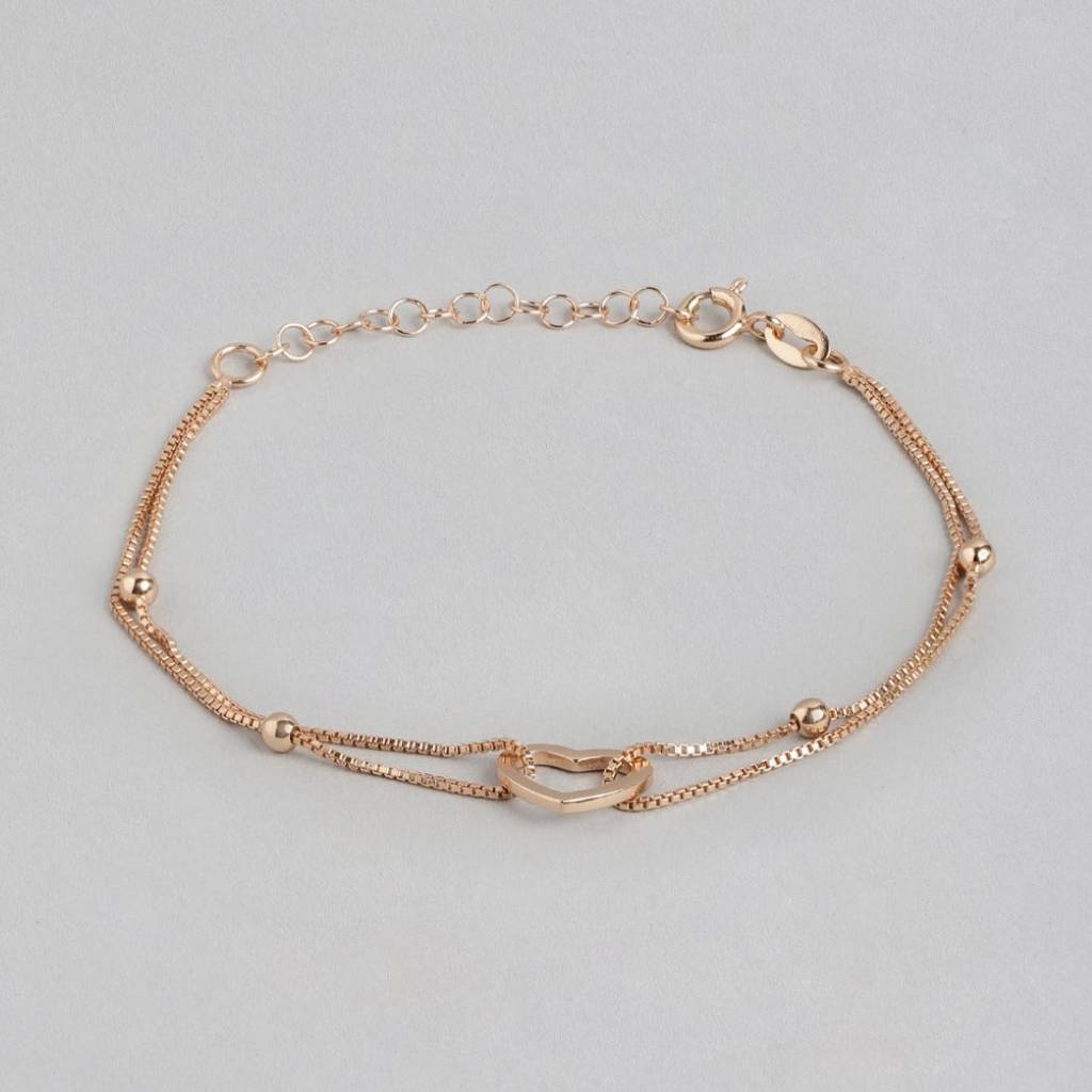 Heartfelt Affection Rose Gold-Plated 925 Sterling Silver Bracelet : BR-80270-RG