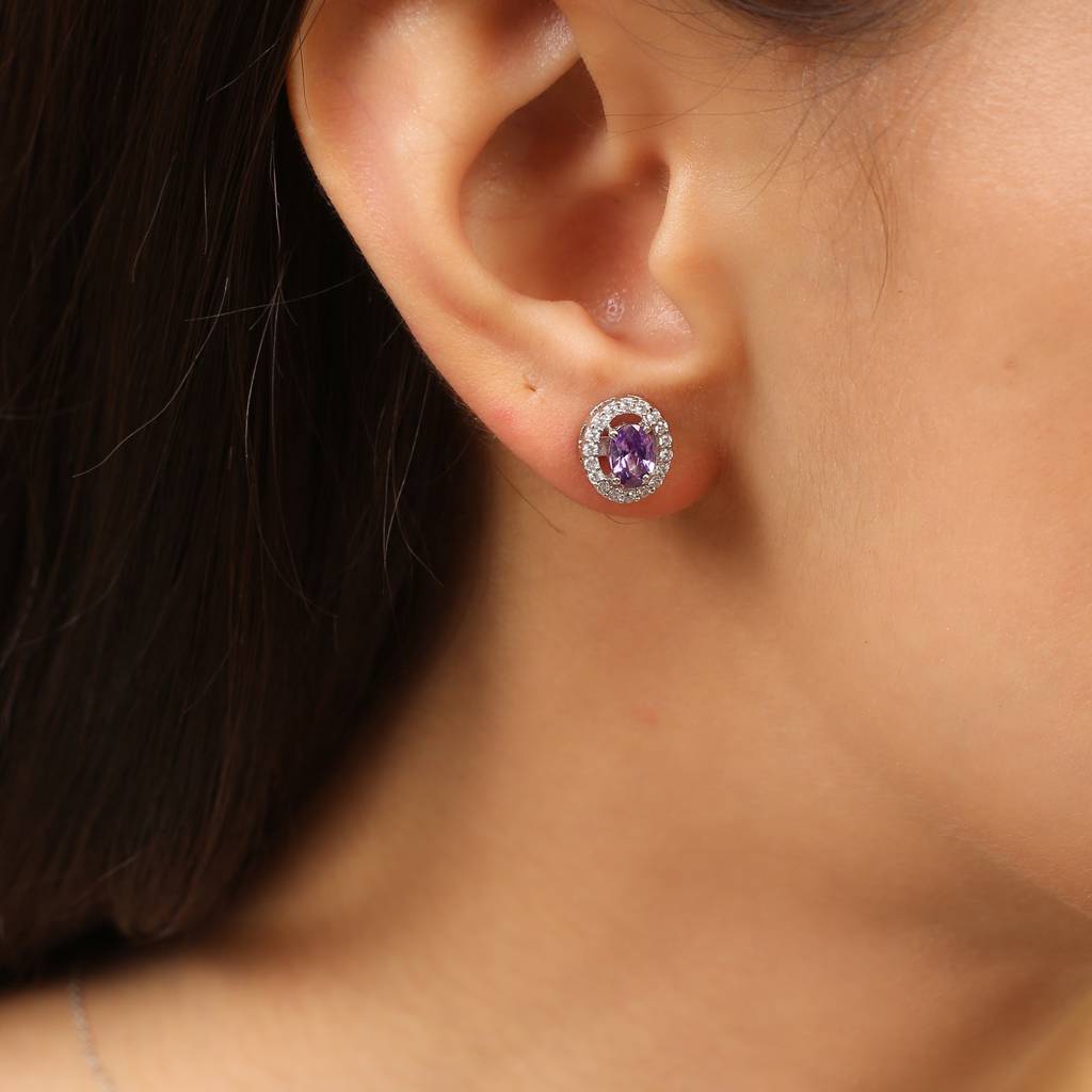 Iski Uski 925 Sterling Silver Maitri Amethyst Drop Earrings