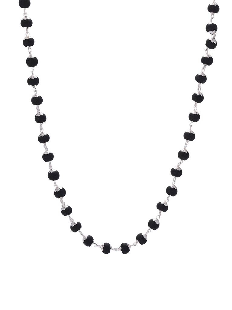 Divine Statement Karungali Mala With Silver Plated Cap Necklace With Lab Certificate For Minimal Style . : STLK8229