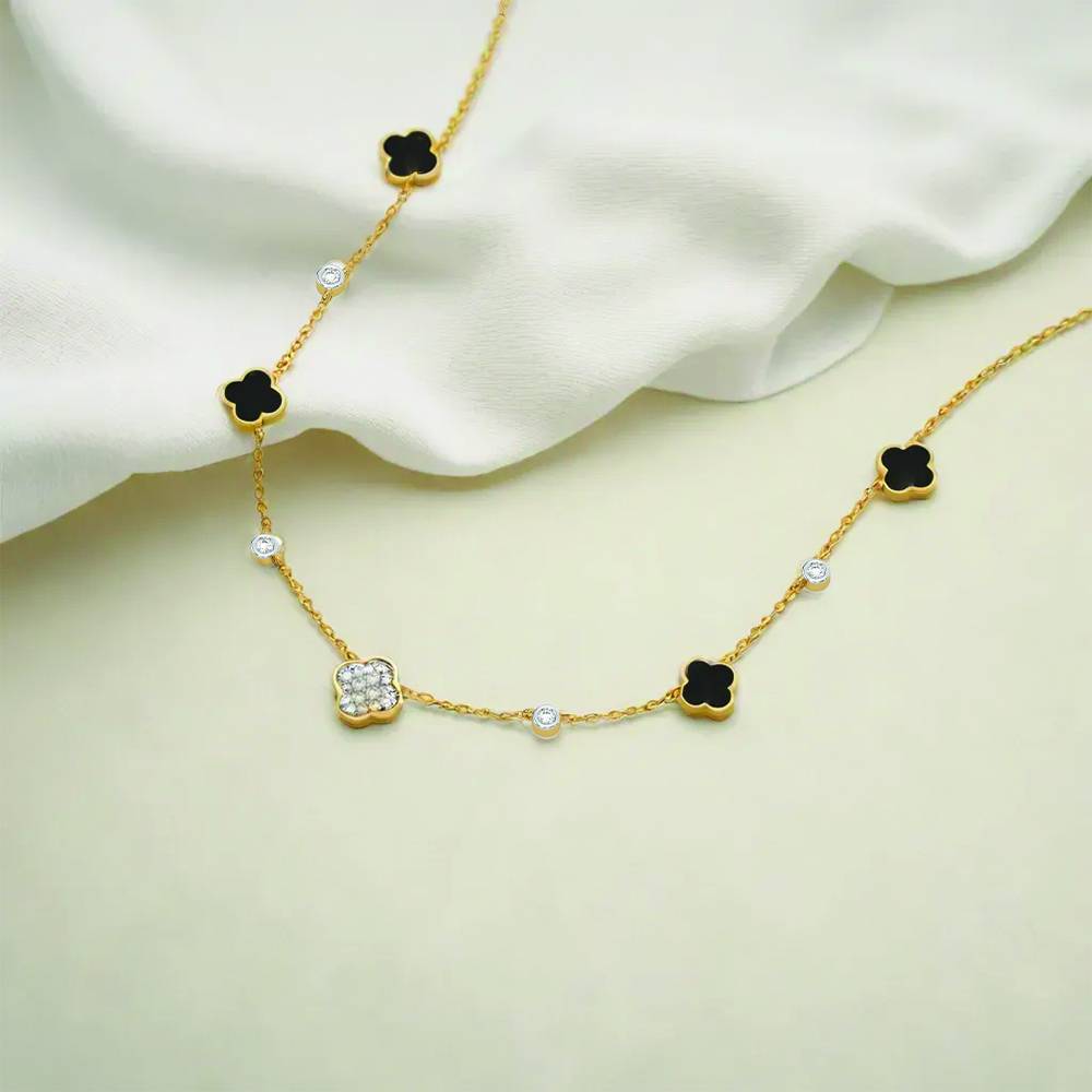 Midnight Enchanted - Lab Diamond Clover Necklace : LLNK0120