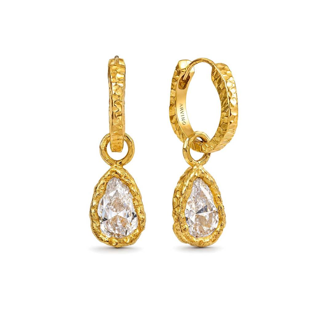 Teardrop Crystal Hoop Earrings : AWE-436