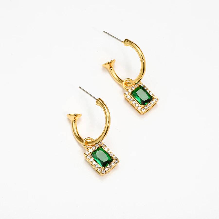 Green Baguette Earrings : MJ06