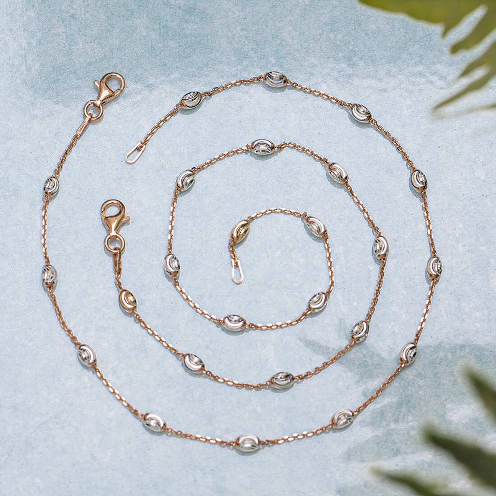 Italian 925 Silver Anklets In Rose Gold : ANK-60050-PAIR