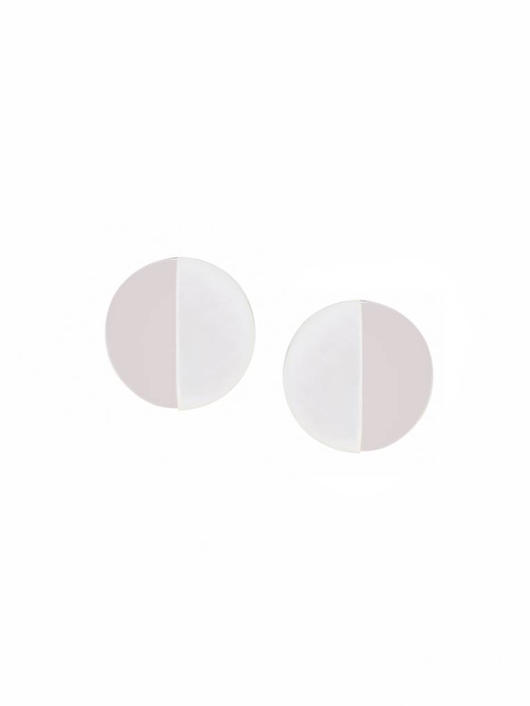 Kicky And Perky 925 Sterling Silver Mop Round Stud Earring : VSILIJE047_S