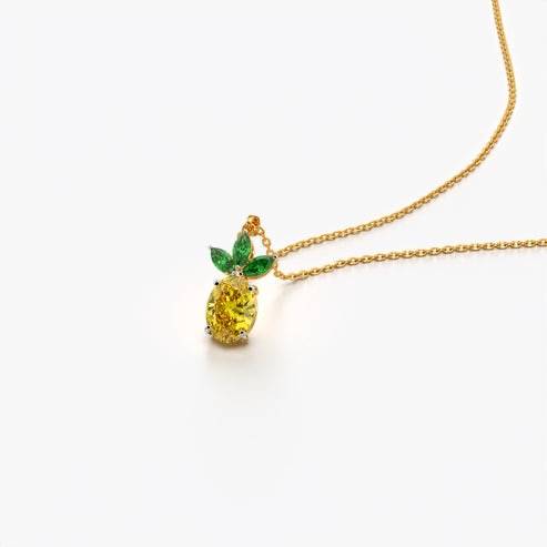 18K Gold Vermeil Tropical Pineapple Pendant Necklace For Women | Valentine Gift Jewellery : KNP0080-Gold