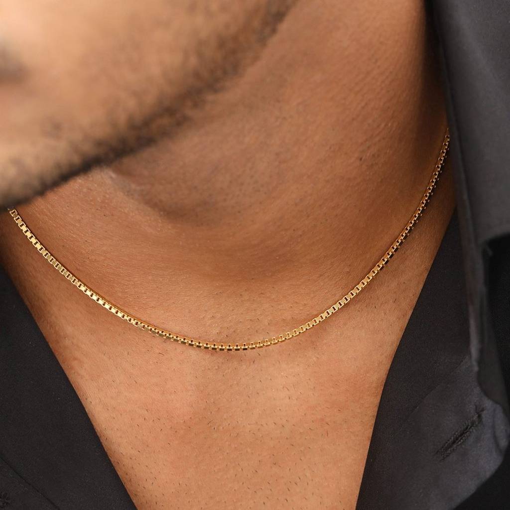 Sophisticated Gold Plated 925 Sterling Silver Men'S Box Chain : CH-10052-G