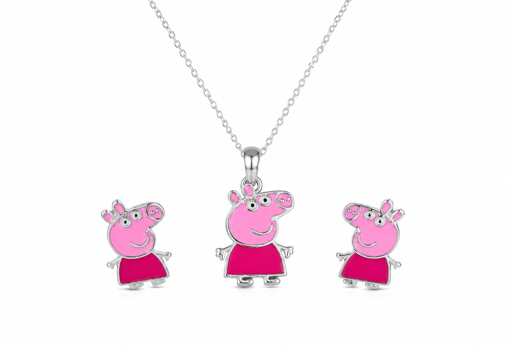 Little Piggy Girls Sterling Silver Pendant Set : K006