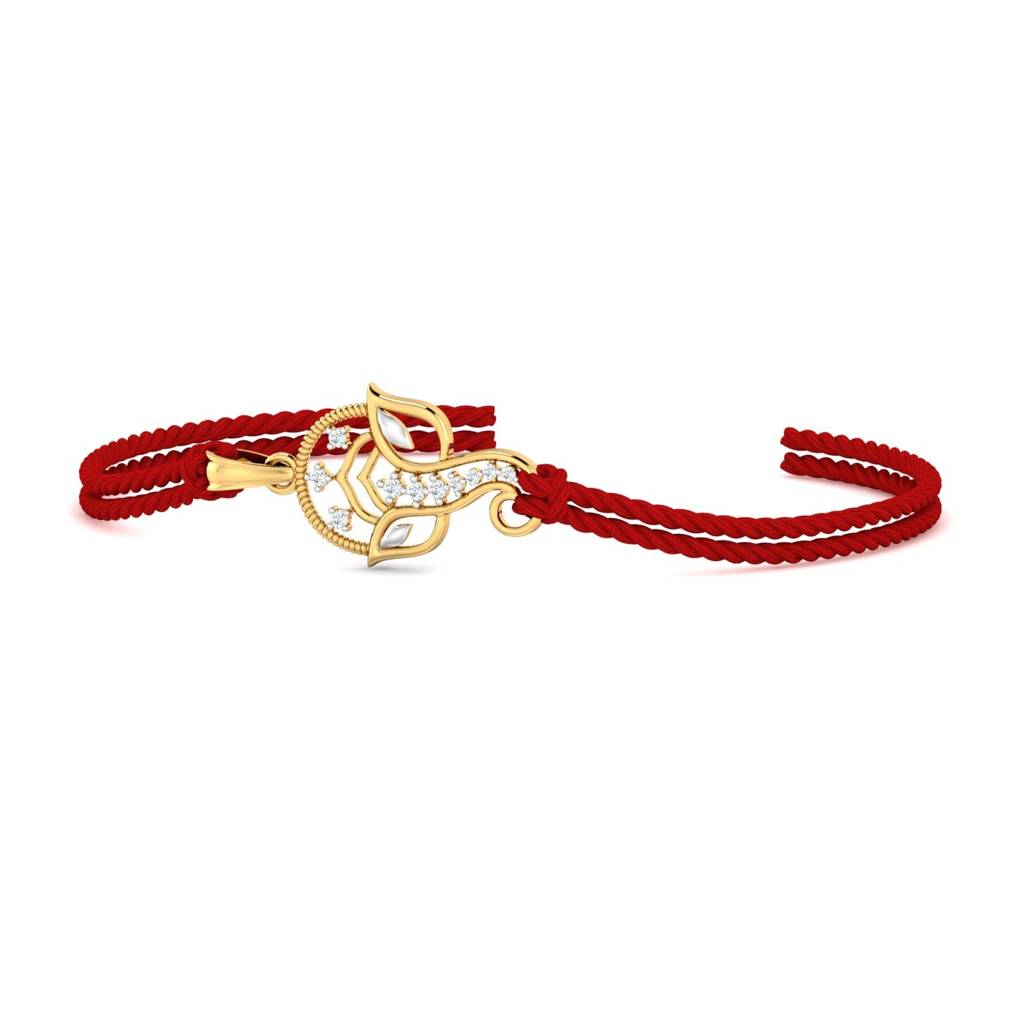 9K Yellow Gold Vignaharta Diamond Rakhi Cum Pendant : RA2076_9K