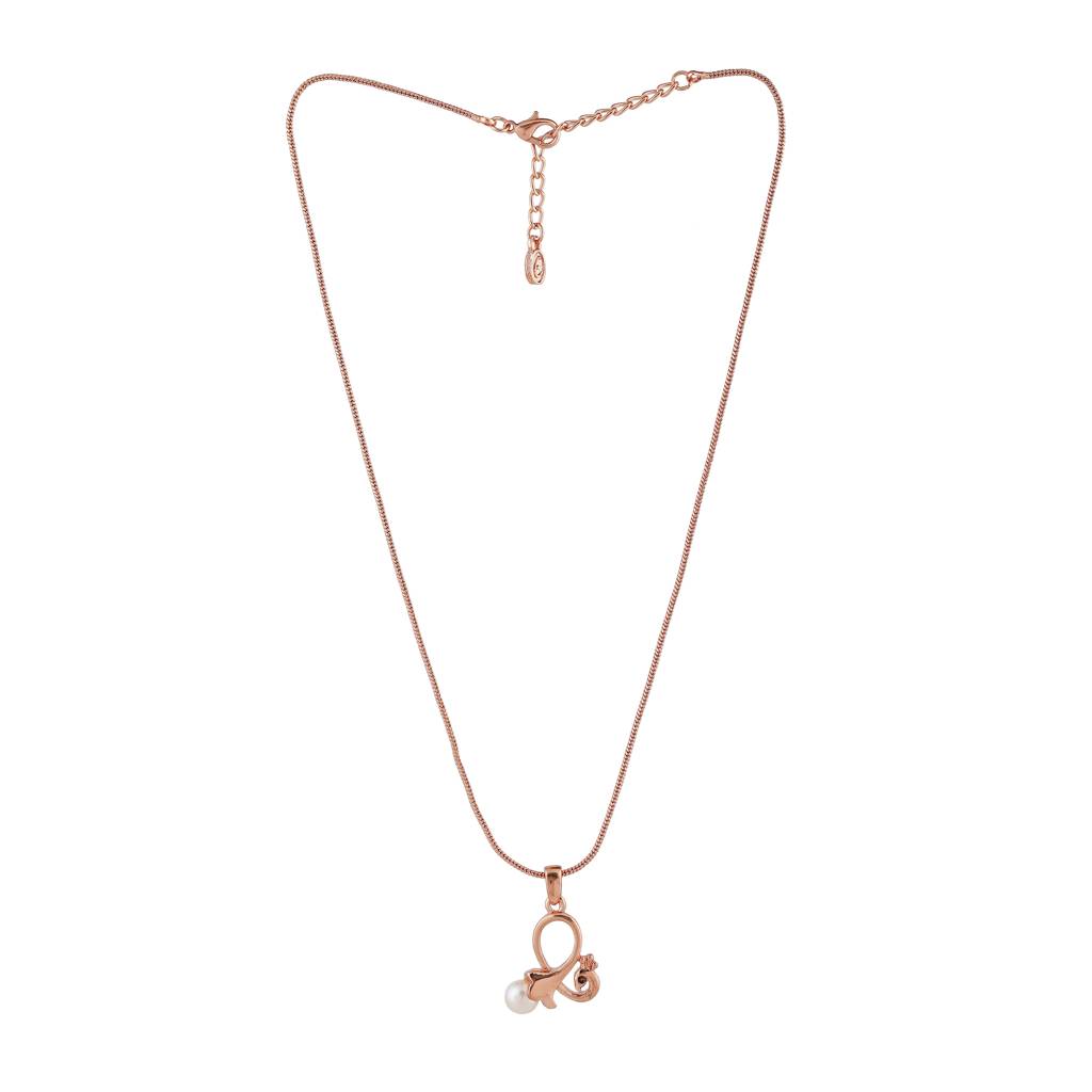Estele Rose Gold Plated Beautiful Peacock Designer Pendant With Pearl For Girls & Women : 898-RGPENDANT