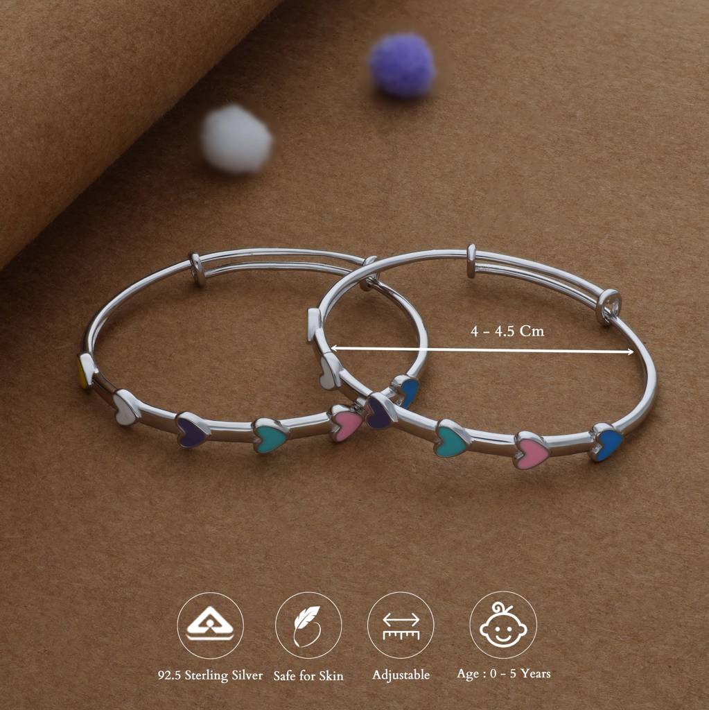 Iyal Heartbeat Cluster 925 Silver Kids Bangles (0-5 Years) : KB-CC-RH-U-310-S