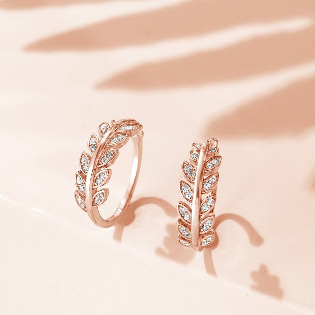 Leafy Rose Gold 925 Silver Toe Ring : TOE-10007