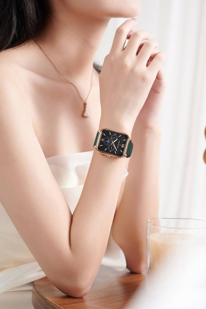 Daniel Hechter Paris Montmartre Unisex Multifunction Square Watch Â Black Dial With Day-Date & 24-Hour Subdial : DHU-1001-02