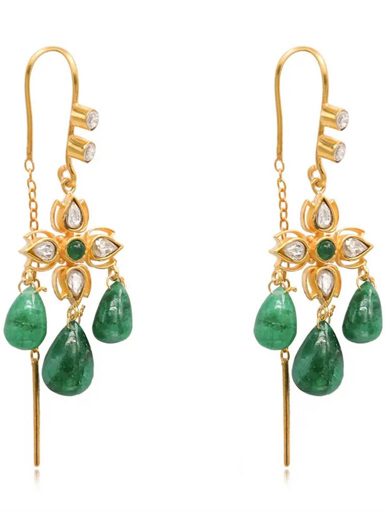 Silver 92.5 Green Sui Dhaga Earring : U080SG0012E1166