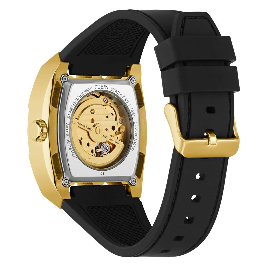 Guess Rectangle 42Mm Champagne Dial Mechanical Automatic Men Watch - Gw0980G2 : GW0980G2