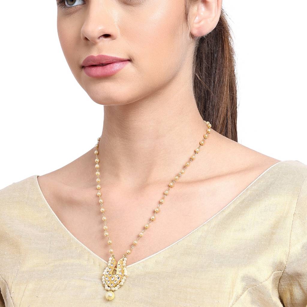 22Kt Gold-Plated Regal Pearl Chain Necklace : PE10005