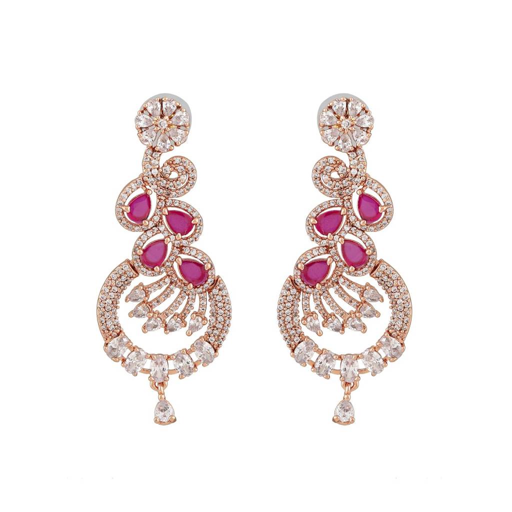 Estele Rose Gold Plated Cz Sparkling Earrings For Women