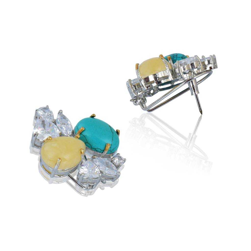 Sunshine Yellow And Turquoise Stud Earrings : IE896A