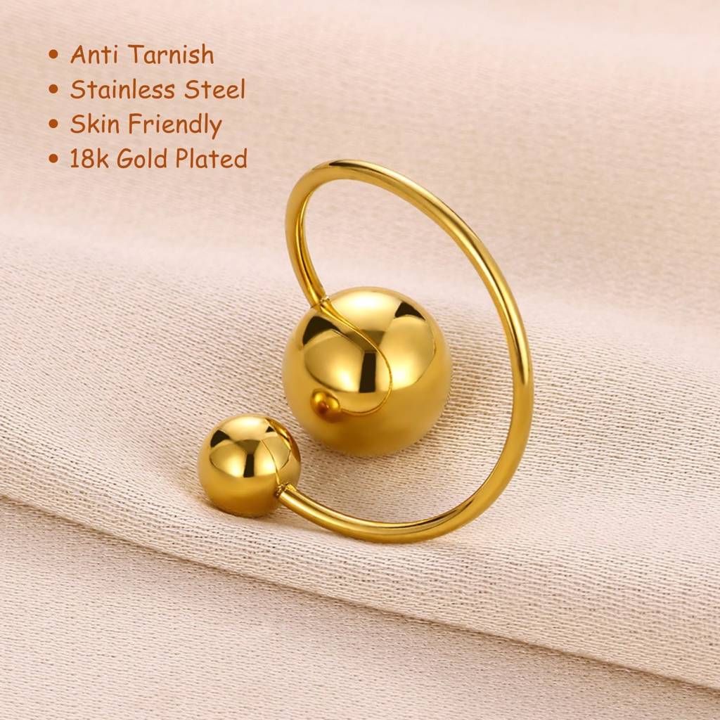 Premium Minimal Ball Ring : RG_SS_2ball_Gld