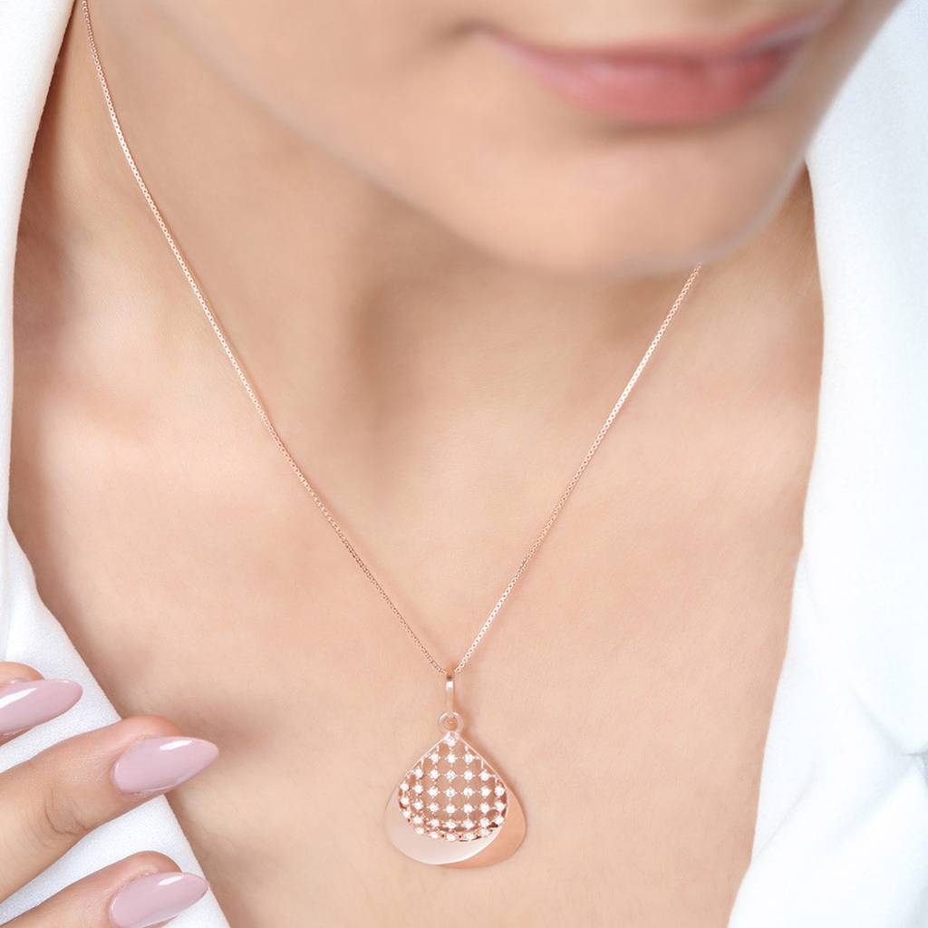 Chic Ensemble Rose Gold Plated 925 Sterling Silver Jewelry Set : JS-70199-C-RG