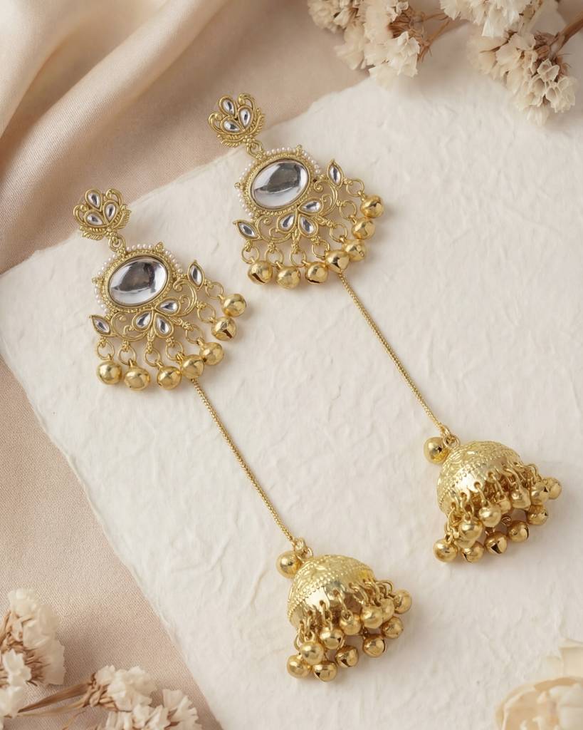 Gold Plated Brass Kashmiri - Jhumka Earrings For Women : KS204