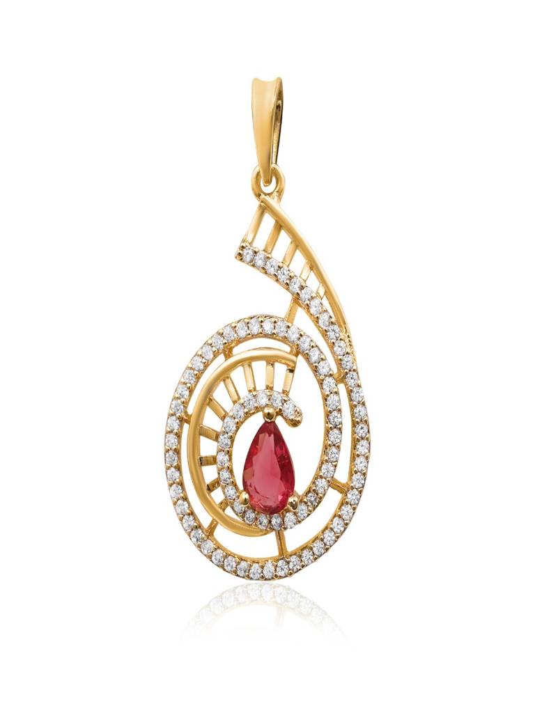 Rose Gold Plated Luminous American Diamond Studded Swirl Design Pendant Set Anti Allergenic : SJCCUPS0187