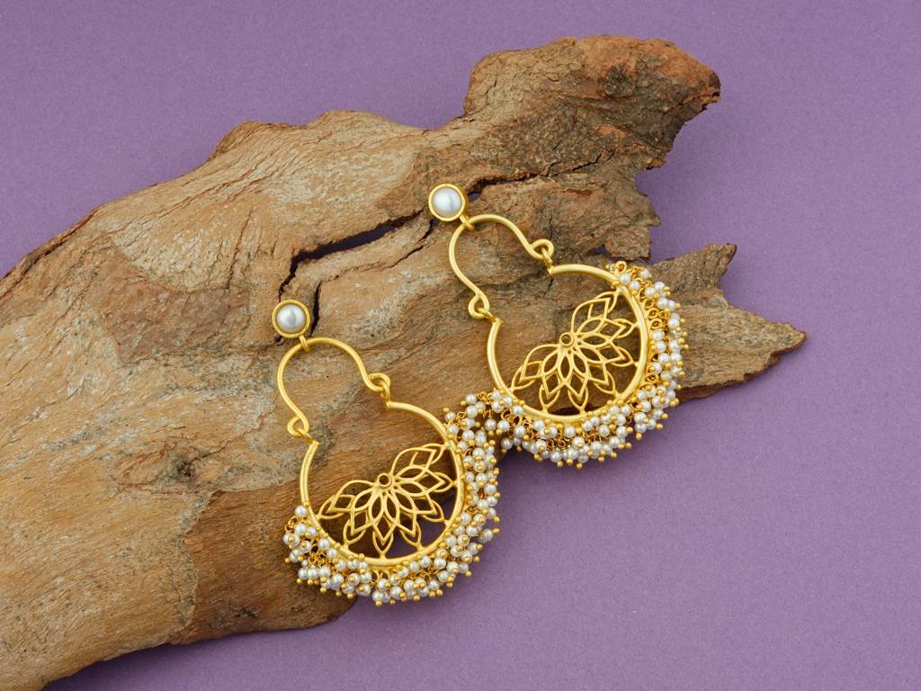 Lotus Mist Chaand Bali Earrings : WLE07