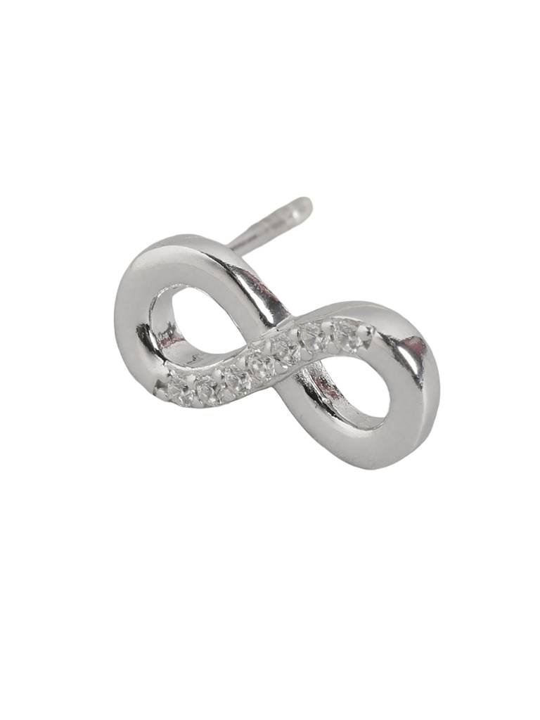 925 Sterling Silver Rhodium Plated Cz Infinity Petite Stud Earring : SILE593