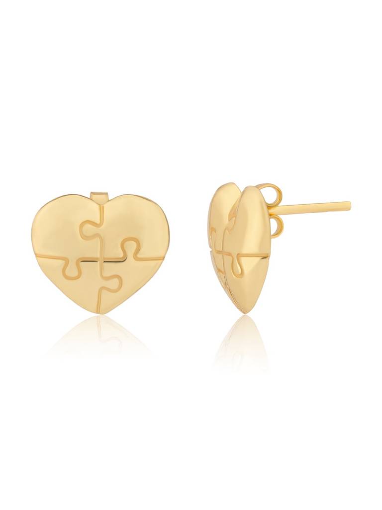 Valentine’S Day Puzzle Of The Heart Sterling Silver Stud Earrings : 8905124574951