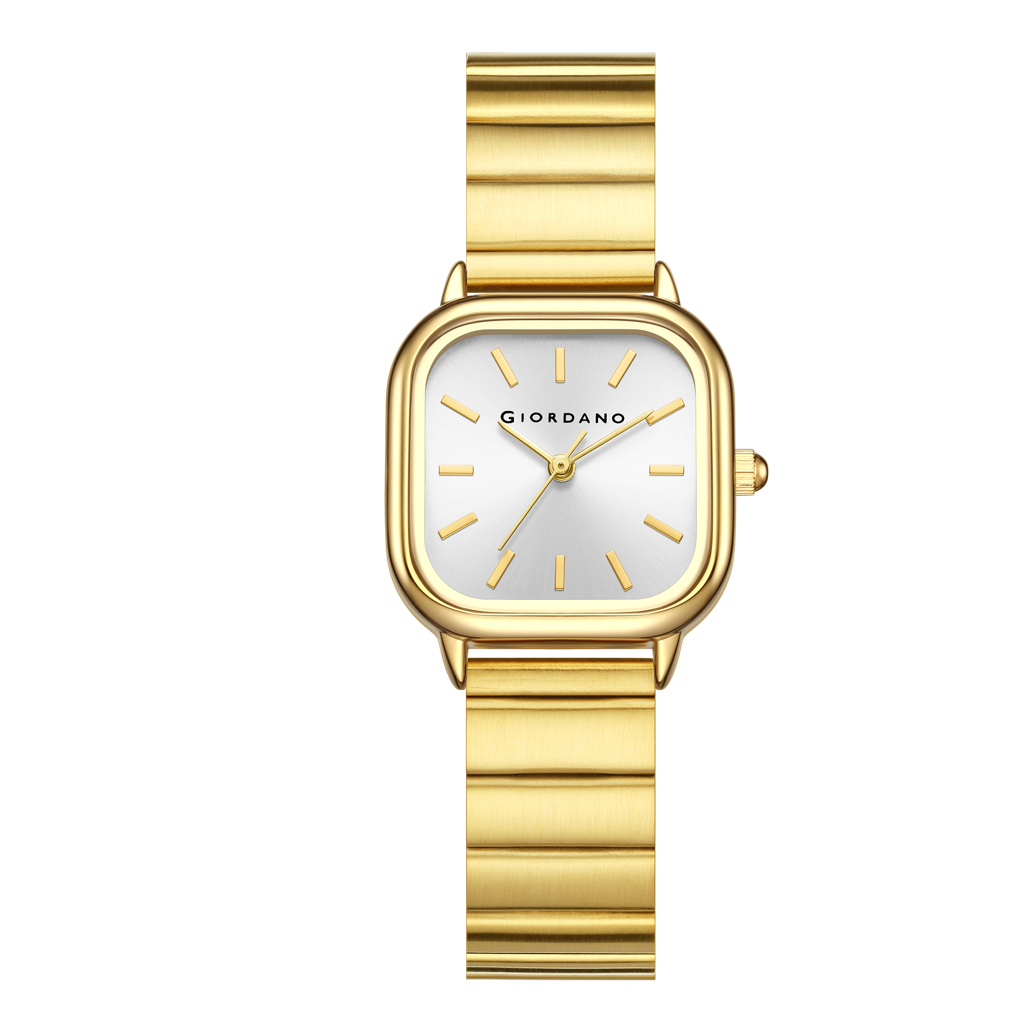 Giordano Classic Square Watch For Women – Polished Stainless Steel Strap, Minimalist Compact Design : GZ-60098-66
