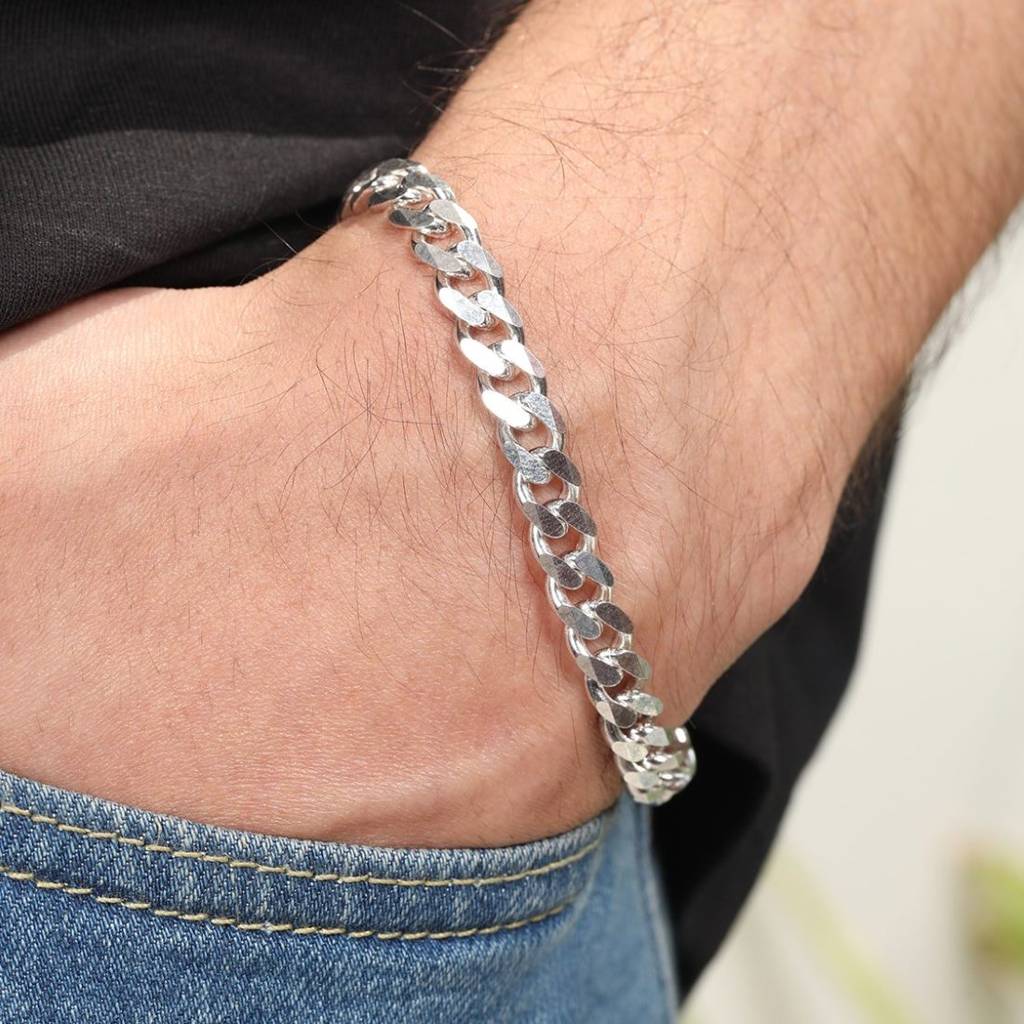 Classic Silver Elegance Men'S 925 Sterling Silver Plated Bracelet : BR-80301-S