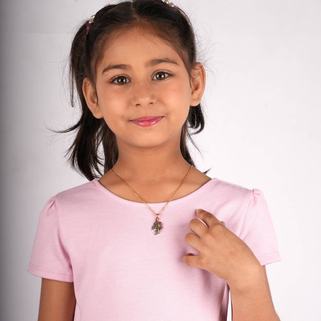 925 Silver Hypoallergenic Peacock Feather Necklace : N1218PeacockFeatherPendantlinkchain