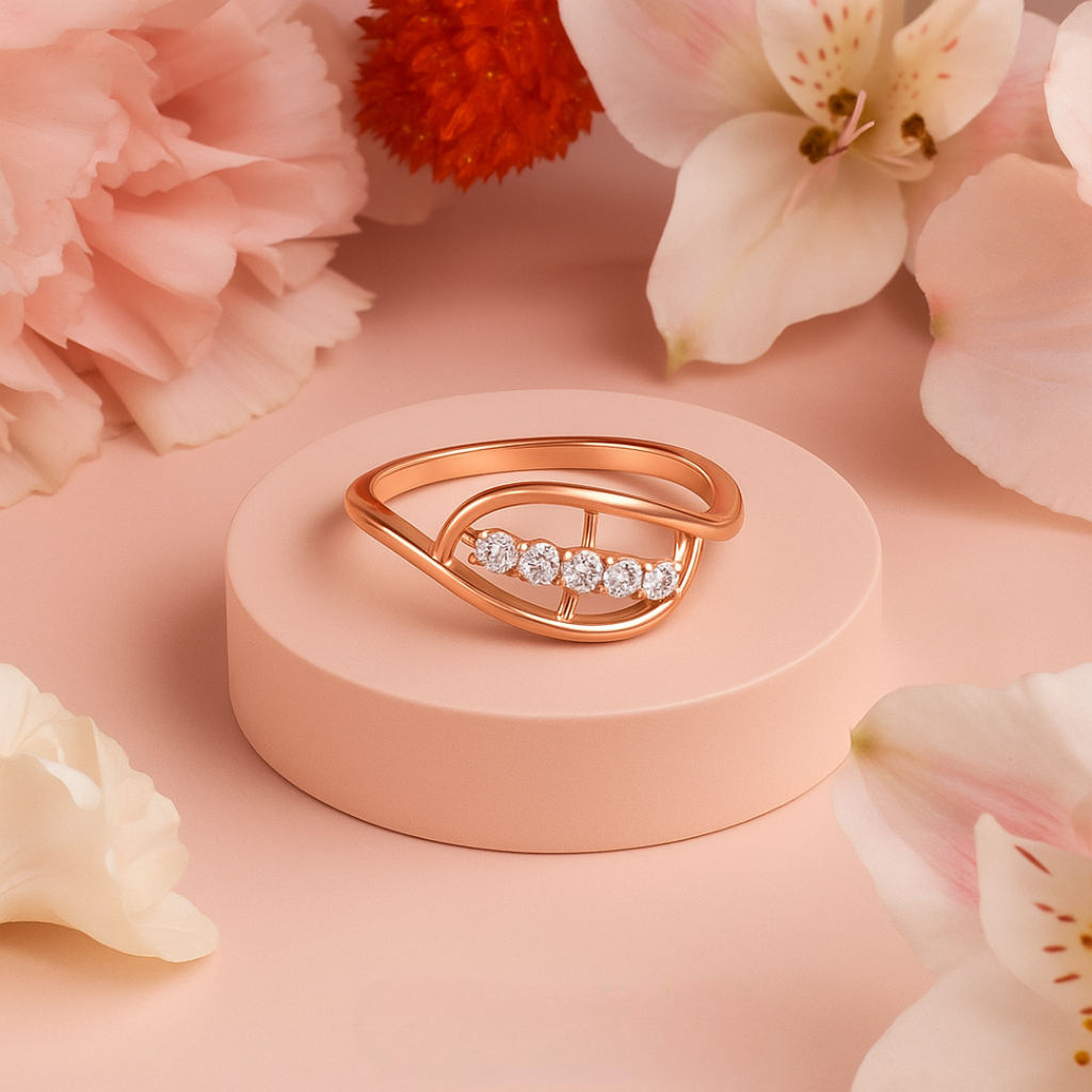 Golden Horizon Diamond Ring In 14K Gold : ALR00698