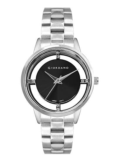 Giordano Analog Stylish Watch For Women With See-Through Dial With Crystal Accents And Stainless Steel Strap : GZ-60078-11