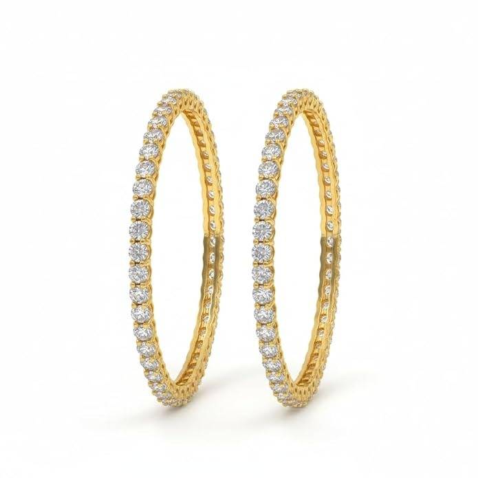 Gold Plated Solitaire Bangles For Women | Elegant Wedding, Festive & Party Wear Bangles (Set Of 2) : TP1487G_24