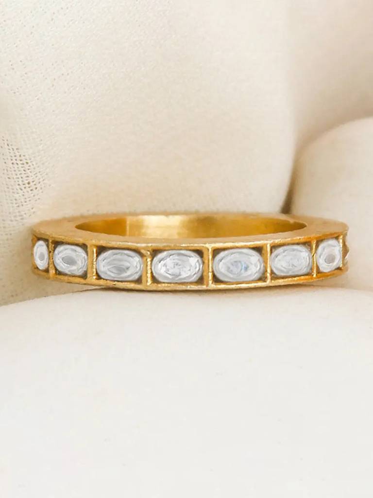 92.5 Silver White Polki Ring : U080SG007RO0200