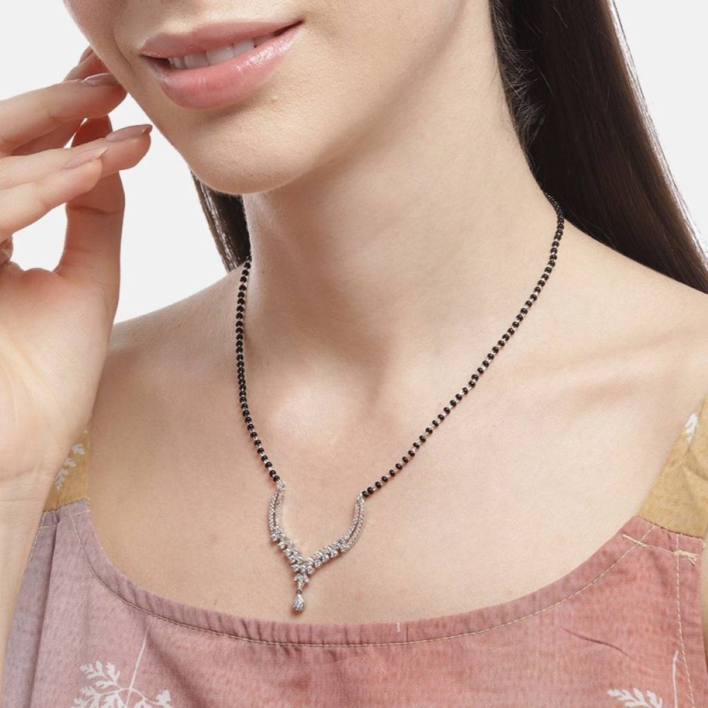 Dual Tone Radiance Cz 925 Sterling Silver Mangalsutra : MGS-10067-C-RRG