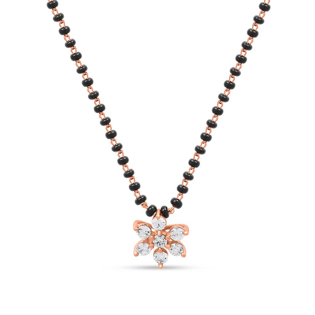 Floral Rose Gold Plated 925 Sterling Silver Mangalsutra : MGS-10090-C-RG