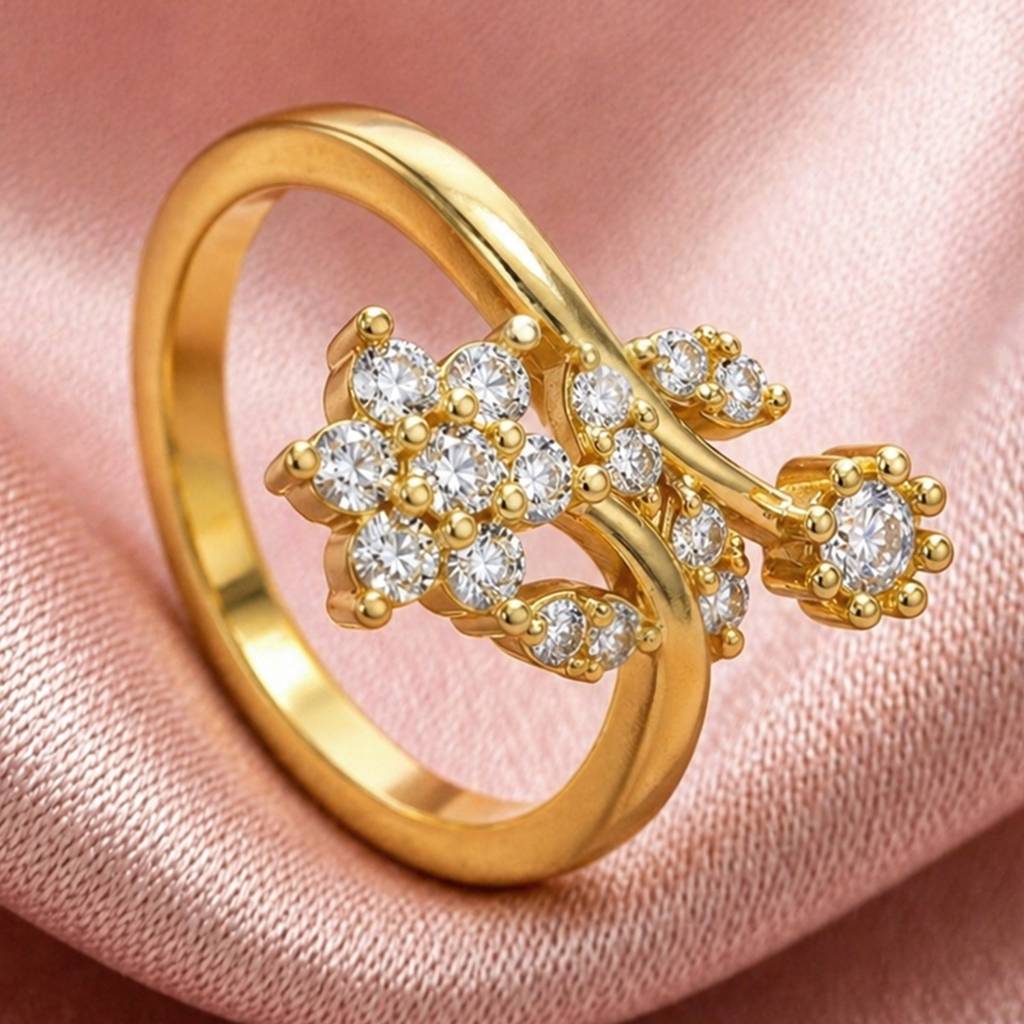 Elegant Floral Vine Gold Anti-Tarnish Ring For Women : HSPS60MB1850