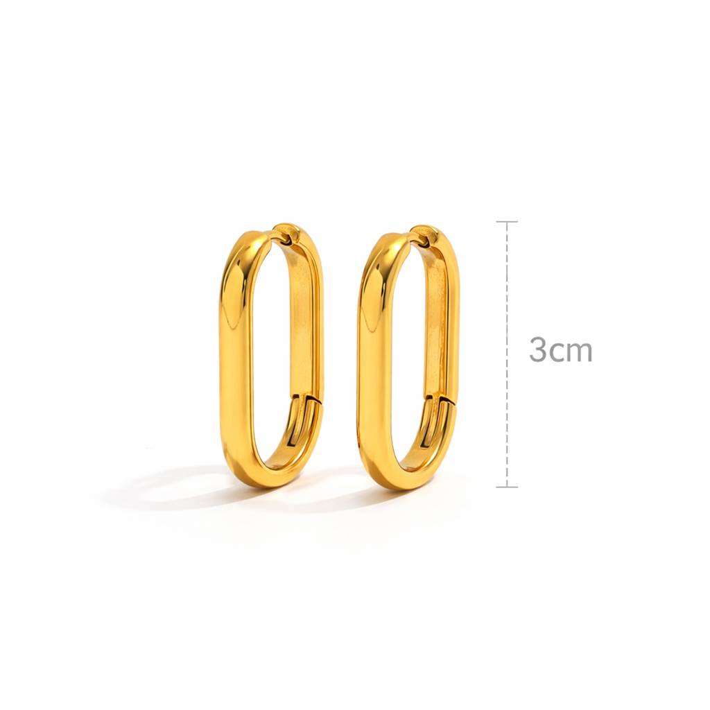 Luxe Curved Hoop Earrings - 18K Gold Plated Surgical Steel Tarnish-Resistant : 1005902