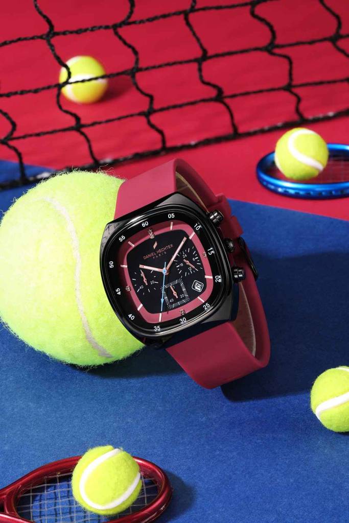 Daniel Hechter Paris Bercy Collection Modern Multi Functional Watch For Men With Square Dial And Silicon Band-Dhm : DHM1001-09