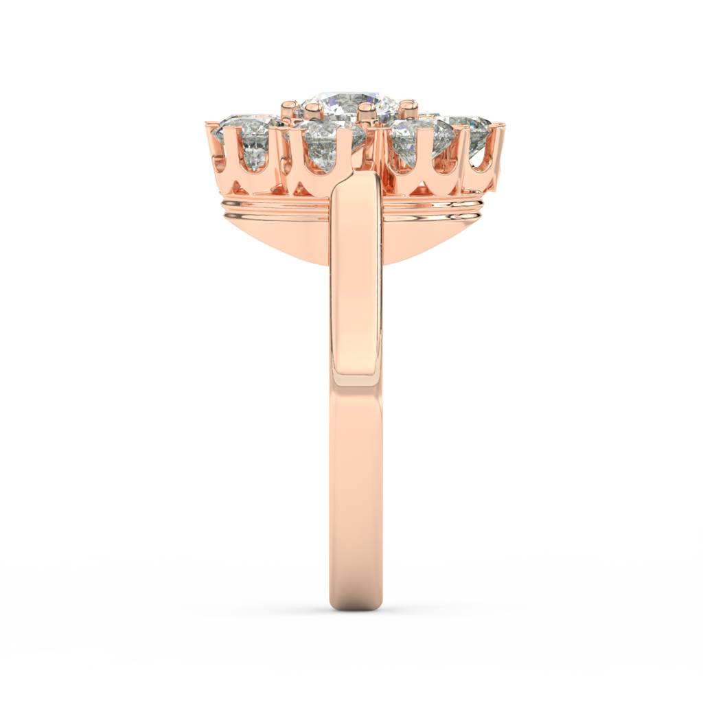 3Ct Round Cut Moissanite Women Cluster Engagement Ring 14K Gold Plated : FJ_022